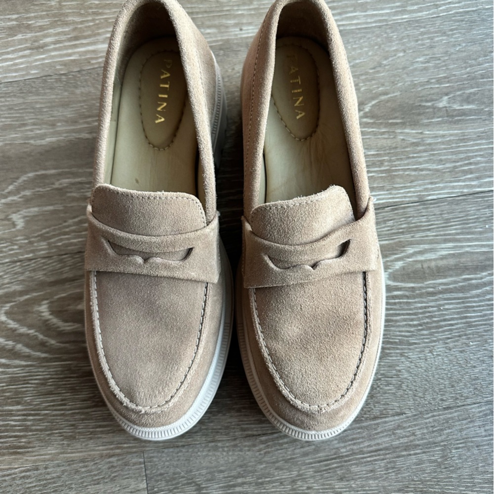 Patina Tan Suede Loafers